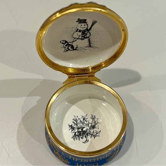 🎄Bilston and Battersea Halcyon Days Enamel Trinket Jewelry Box Christmas 1979 - Picture 6 of 8